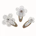 Embroidered Lace Flower Snap Hair Clip Set (3 Pieces)