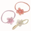 Tri-Color Chiffon Flower Pearl Elastic Headband