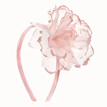 Pink Mesh Simulated Flower Hairband