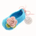 Blue Ballerina Hand Crocheted Baby Booties