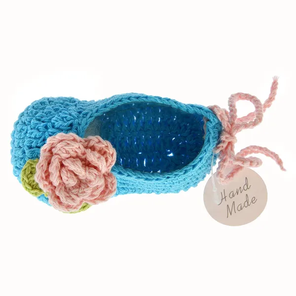 Blue Ballerina Hand Crocheted Baby Booties