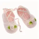 Pink Ballerina Hand Crocheted Baby Booties