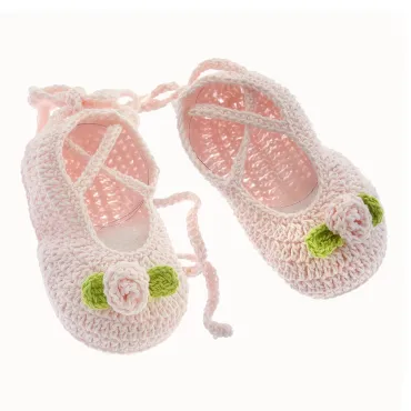 Pink Ballerina Hand Crocheted Baby Booties