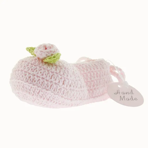 Pink Ballerina Hand Crocheted Baby Booties